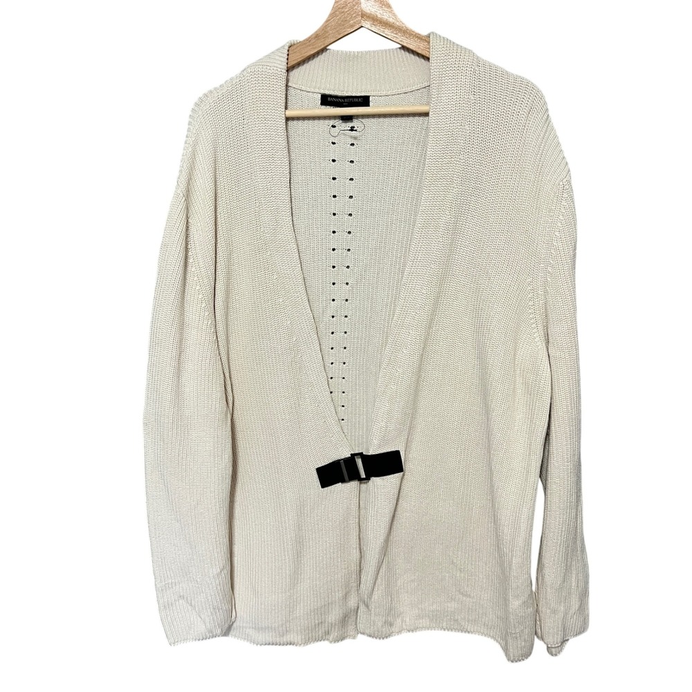 Banana Republic Cardigan Sweater Open Front‎ Buckle Cream Knitwear Size  XXL